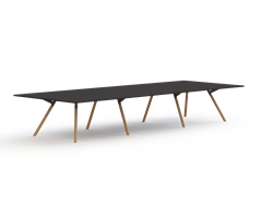 Bridge vergadertafel recht 480 x 160 cm, massief houten poten Ø50 mm, vaste hoogte 75 cm