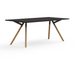 Bridge vergadertafel recht 180 x 80 cm, massief houten poten Ø50 mm, vaste hoogte 75 cm