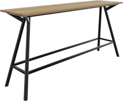 Bridge vergadertafel recht 240 x 60 cm, ronde poten Ø50 mm, vaste hoogte 110 cm