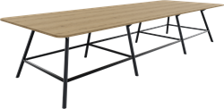 Bridge vergadertafel recht 480 x 160 cm met afgeronde hoeken, ronde poten Ø50 mm, vaste hoogte 90 cm