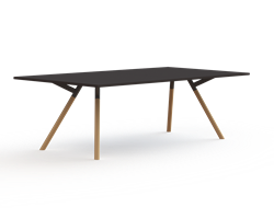 Bridge vergadertafel recht 240 x 120 cm, massief houten poten Ø50 mm, vaste hoogte 75 cm