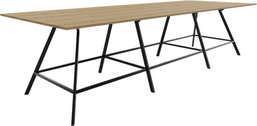 Bridge vergadertafel recht 480 x 160 cm (3x blad 160 x 160cm) rechthoekige poten vaste hoogte 110 cm