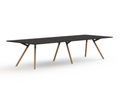 Bridge vergadertafel recht 360 x 120 cm, massief houten poten Ø50 mm, vaste hoogte 75 cm