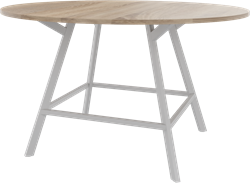 Bridge vergadertafel rond 160 cm doorsnede, rechthoekige poten 30 x 50 mm, vaste hoogte 90 cm