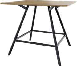 Bridge vergadertafel vierkant 140 x 140 cm met afgeronde hoeken, ronde poten Ø50 mm, hoogte 110 cm