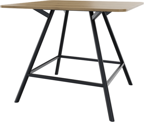 Bridge vergadertafel vierkant 140 x 140 cm met afgeronde hoeken, ronde poten Ø50 mm, hoogte 110 cm