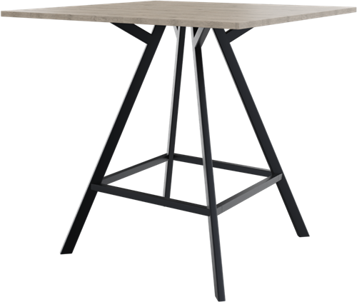 Bridge vergadertafel vierkant 120 x 120 cm, rechthoekige poten 30 x 50 mm, vaste hoogte 110 cm