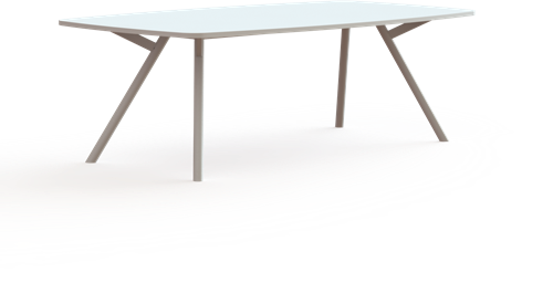 Bridge vergadertafel tonvorm 240 x 100/120 cm, ronde poten Ø50 mm, vaste hoogte 75 cm