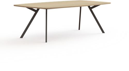 Bridge vergadertafel tonvorm 240 x 100/120 cm, rechthoekige poten 30 x 50 mm, vaste hoogte 75 cm