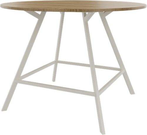 Bridge vergadertafel rond 160 cm doorsnede, rechthoekige poten 30 x 50 mm, vaste hoogte 110 cm