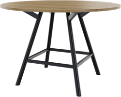 Bridge vergadertafel rond 140 cm doorsnede, ronde poten Ø50 mm, vaste hoogte 90 cm