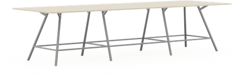 Bridge vergadertafel recht 480 x 160 cm met afgeronde hoeken, ronde poten Ø50 mm,vaste hoogte 110 cm
