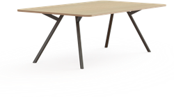Bridge vergadertafel recht 240 x 120 cm met afgeronde hoeken, ronde poten Ø50 mm, vaste hoogte 75 cm