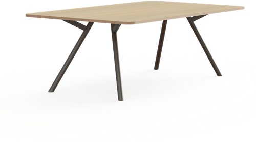 Bridge vergadertafel recht 240 x 120 cm met afgeronde hoeken, ronde poten Ø50 mm, vaste hoogte 75 cm