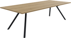 Bridge vergadertafel recht 240 x 90 cm, ronde poten Ø50 mm, vaste hoogte 75 cm