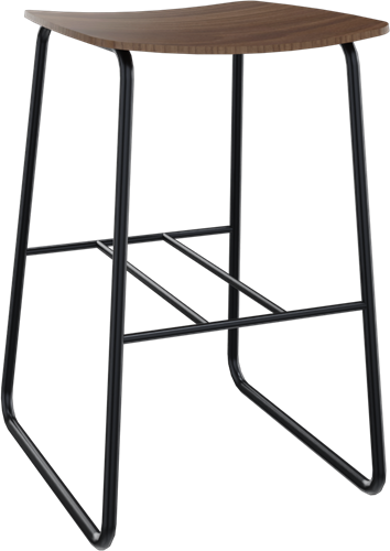 Forza kruk op sledeframe zonder rugleuning, Ø 19/12 mm, zithoogte 62 cm, zitschaal hpl/hout