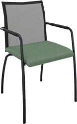 Alfa 4-poots frame, hoge rug met netbespanning, armleuningen met armopdek van polyurethaan
