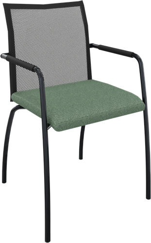 Alfa 4-poots frame, hoge rug met netbespanning, armleuningen met armopdek van polyurethaan
