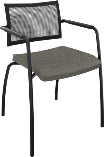 Alfa 4-poots frame, lage rug met netbespanning, armleuningen met armopdek van polyurethaan