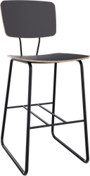 Forza sledeframe zonder armleuning, Ø 19/12 mm, zithoogte 62 cm, zitting en rug in hpl/hout