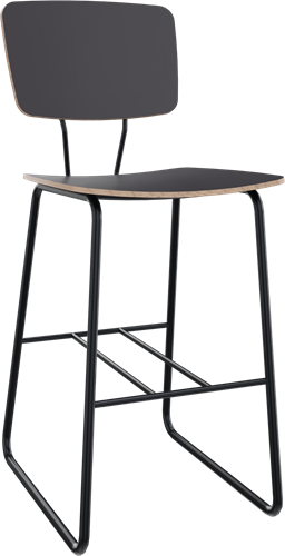 Forza sledeframe zonder armleuning, Ø 19/12 mm, zithoogte 62 cm, zitting en rug in hpl/hout