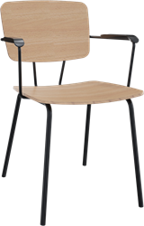 Forza 4-poots met zwarte opdek armleggers, Ø 19/12 mm, zithoogte 46 cm, zitting en rug in hpl/hout