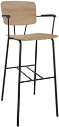 Forza 4-poots met zwarte opdek armleggers, Ø 19/12 mm, zithoogte 82 cm, zitting en rug hpl/hout