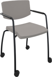 Alfa 4-poots frame met wielen, lage rug, geheel gestoffeerd, armleuningen met armopdek polyurethaan