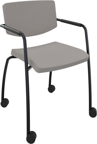 Alfa 4-poots frame met wielen, lage rug, geheel gestoffeerd, armleuningen met armopdek polyurethaan