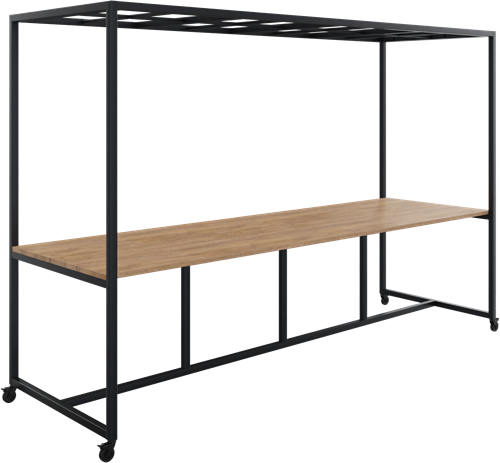 Move bespreek- en lunchtafel met rooster dakelement, blad 320 x 100 cm, hoogte 90 cm