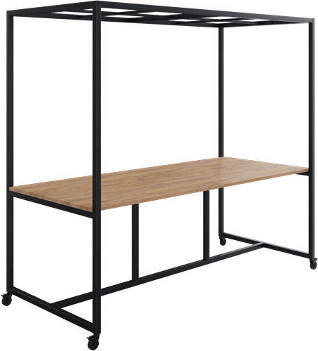 Move bespreek- en lunchtafel met rooster dakelement, blad 240 x 100 cm, hoogte 90 cm