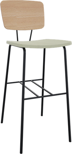 Forza 4-poots zonder armleuning, Ø 19/12 mm, zithoogte 82 cm, zitting stof 3 cm en rug hpl/hout