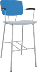 Forza 4-poots met opdek armleggers, Ø 19/12 mm, zithoogte 62 cm, zitting stof 3 cm en rug hpl/hout