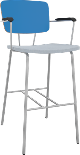 Forza 4-poots met opdek armleggers, Ø 19/12 mm, zithoogte 62 cm, zitting stof 3 cm en rug hpl/hout