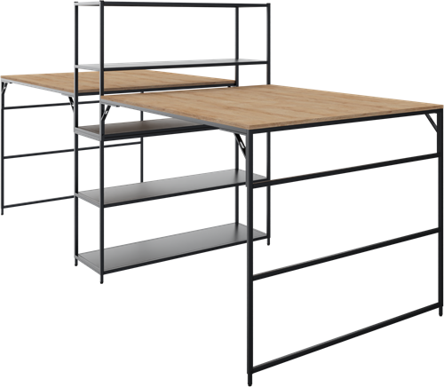 Flexwall 2 x front aanbouwtafel 110 hg met 1 poot, 160 x 119 cm