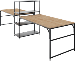 Flexwall 2 x front aanbouwtafel 75 hg met 1 poot, 120 x 80 cm