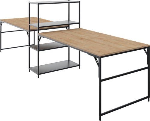 Flexwall 2 x front aanbouwtafel 75 hg met 1 poot, 160 x 80 cm