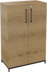 Flexwall kast 3 OH op metalen 4-poots sokkel 80 br x 124 hg x 43 dp met 2 x draaideur en 2 legborden