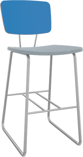 Forza sledeframe zonder armleuning, Ø 19/12 mm, zithoogte 62 cm, zitting stof 3 cm en rug hpl/hout