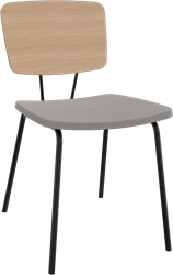 Forza 4-poots zonder armleuning, Ø 19/12 mm, zithoogte 46 cm, zitting stof 3 cm en rug hpl/hout