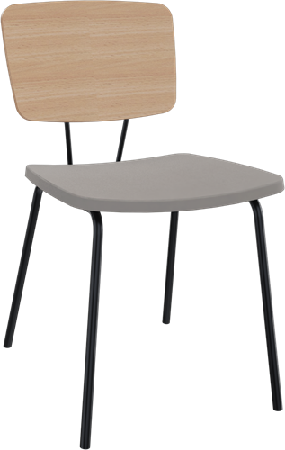 Forza 4-poots zonder armleuning, Ø 19/12 mm, zithoogte 46 cm, zitting stof 3 cm en rug hpl/hout