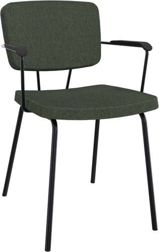 Forza 4-poots met zwarte opdek armleggers, Ø 19/12 mm, zithoogte 46 cm, zitting en rug stof 5 cm
