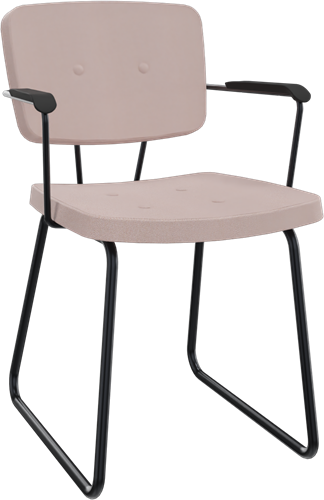 Forza sledeframe met zwarte opdek armleggers, Ø 19/12 mm, zithoogte 46 cm, zitting en rug stof 5 cm