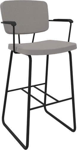 Forza sledeframe met zwarte opdek armleggers, Ø 19/12 mm, zithoogte 62 cm, zitting en rug stof 5 cm