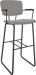 Forza sledeframe met zwarte opdek armleggers, Ø 19/12 mm, zithoogte 82 cm, zitting en rug stof 5 cm