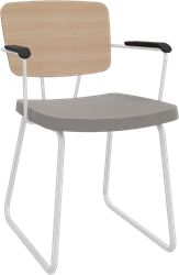 Forza sledeframe met armleggers, Ø 19/12 mm, zithoogte 46 cm, zitting stof 5 cm en rug hpl/hout