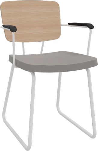 Forza sledeframe met armleggers, Ø 19/12 mm, zithoogte 46 cm, zitting stof 5 cm en rug hpl/hout