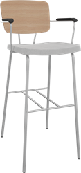 Forza 4-poots met opdek armleggers, Ø 19/12 mm, zithoogte 82 cm, zitting stof 5 cm en rug hpl/hout