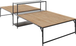 Flexwall 2 x front aanbouwtafel 46 hg met 1 poot, 180 x 119 cm