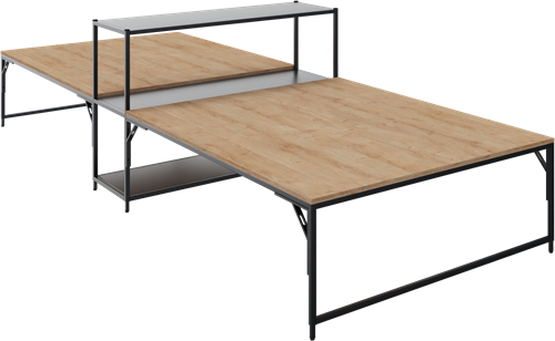 Flexwall 2 x front aanbouwtafel 46 hg met 1 poot, 180 x 119 cm